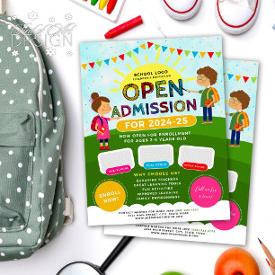Roligt Illustrated School Open Admission Infoga fo Reklamblad