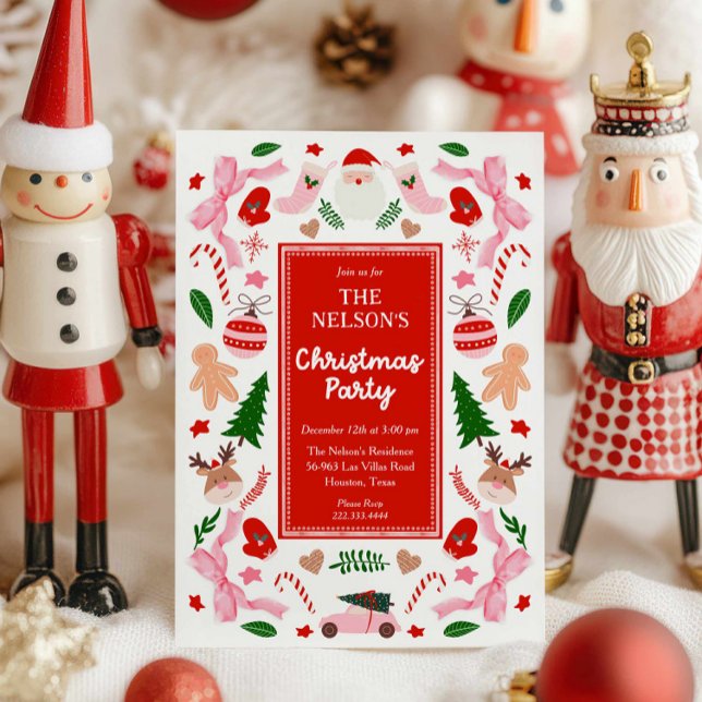Roligt Inbjudan till julfest i färg (Cute Christmas Party Invitation)