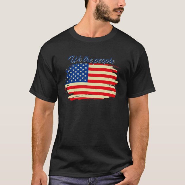 ROLIGT INSPIRATIONAL TEE WE the PEOPP AMERICAN FLA (Framsida)