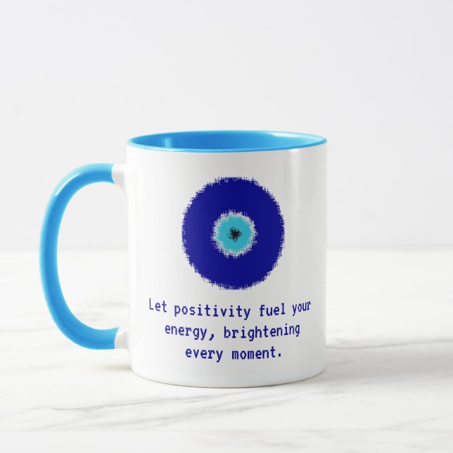 Roligt inspirationell pixelaterad Blue Evil Öga Am Mugg (Vänster)