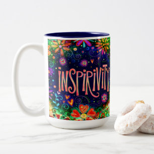 Roligt Inspirivitet för färgstark Blommigt Två-Tonad Mugg