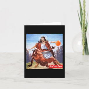 Roligt Inte i dag: Satan Jesus Crossover Basketbal Kort