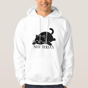 Roligt Inte Idag Svart Katt Introvert Humeur Hoodie