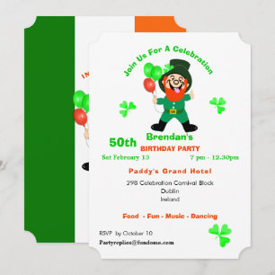 Roligt Irish Leprechaun Födelsedagsfest Inbjudan