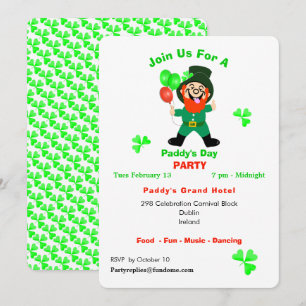 Roligt Irländska Firande Leprechaun Party Inbjudan