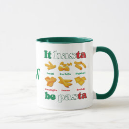 Roligt Italien IT HASTA BE PASTA Monogram Mugg