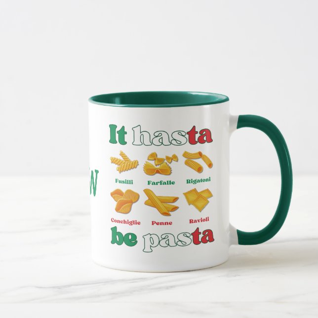 Roligt Italien IT HASTA BE PASTA Monogram Mugg (Höger)
