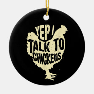 Roligt Ja Jag Pratar Med Kycklingar Present Cool D Julgransprydnad Keramik