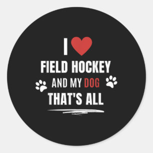 Roligt Jag älskar landhockey och min hund Hundälsk Runt Klistermärke