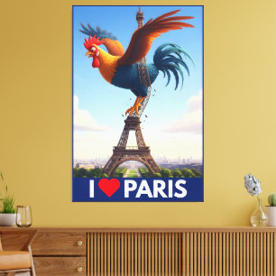 Roligt "Jag älskar Paris" Canvastryck