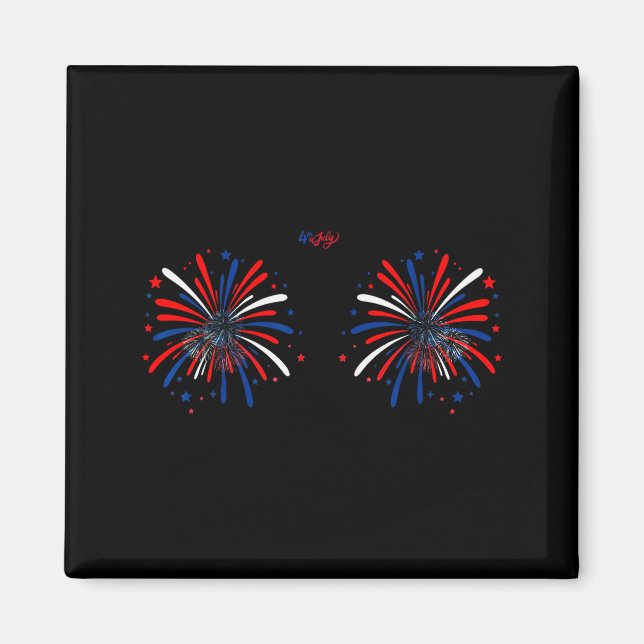 Roligt jag är bara här för fyrverkerierna 4 juli  magnet (Framsidan)