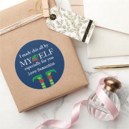 Roligt jag gjorde det här av min Elf Namn Blue Runt Klistermärke