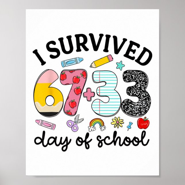 Roligt jag överlevde 100 dagars skolfirande Te Poster (Framsidan)