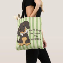 Roligt jag tittar Svart Dachshund Gröna Ränder