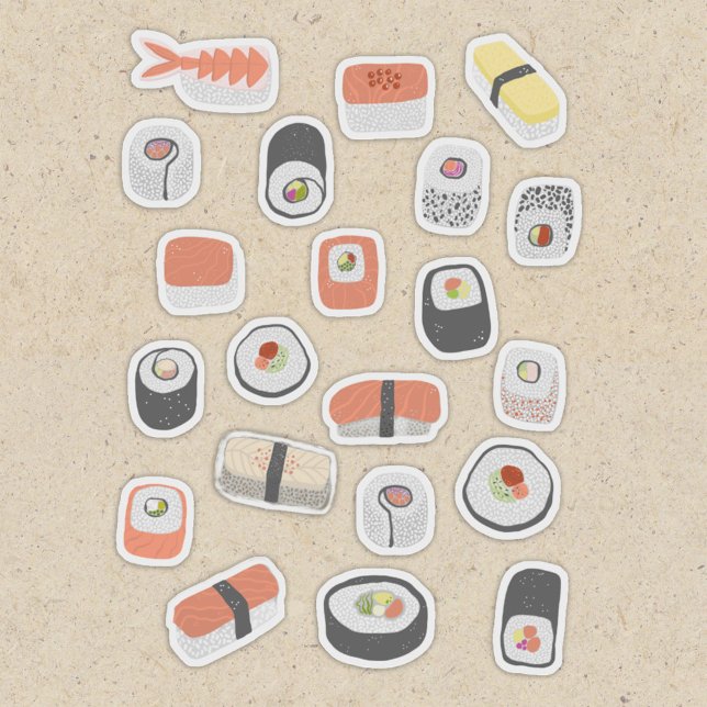Roligt Japanska Sushi Klistermärken (Japanese sushi food art stickers)