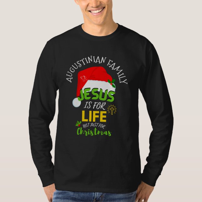 Roligt JESUS ÄR FÖR LIVSfamiljen Jul T Shirt (Framsida)