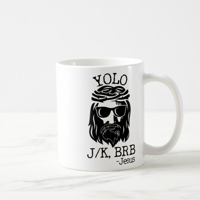 Roligt Jesus Påsk Yolo Jk Brb Texting Kaffemugg (Höger)