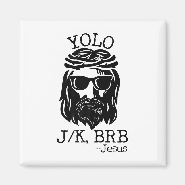 Roligt Jesus Påsk Yolo Jk Brb Texting Magnet (Framsidan)