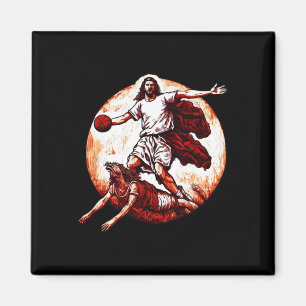 Roligt Jesus som korsar upp Djävulen Christian Bas Magnet