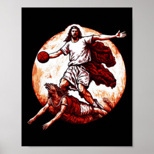 Roligt Jesus som korsar upp Djävulen kristna byske Poster