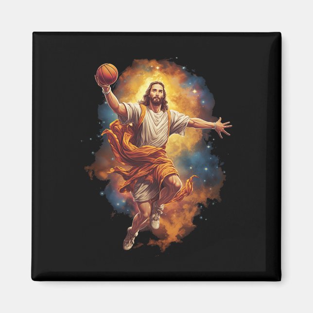 Roligt Jesus spelar basket 1 Magnet (Framsidan)