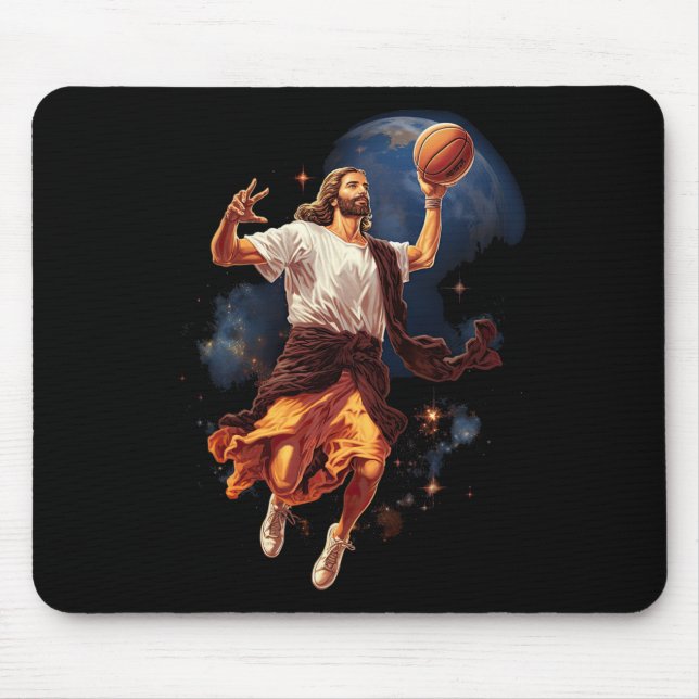 Roligt Jesus spelar basketboll Musmatta (Framsidan)
