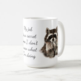 Roligt Jobb Quote Cute Raccoon Animal Work Kaffemugg