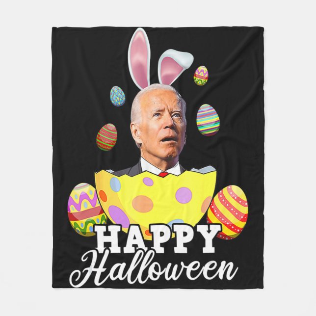 Roligt Joe Biden Happy halloween blandade Påsk Bid Fleecefilt (Framsidan)
