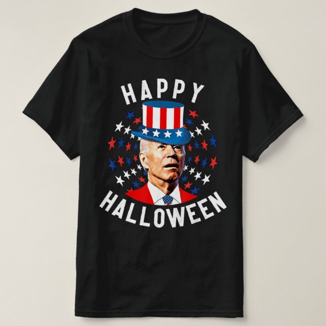 Roligt Joe Biden Happy halloween för fjärde juli f T Shirt (Design framsida)