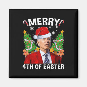 Roligt Joe Biden jultomten Hat Merry 4th of Eas Magnet
