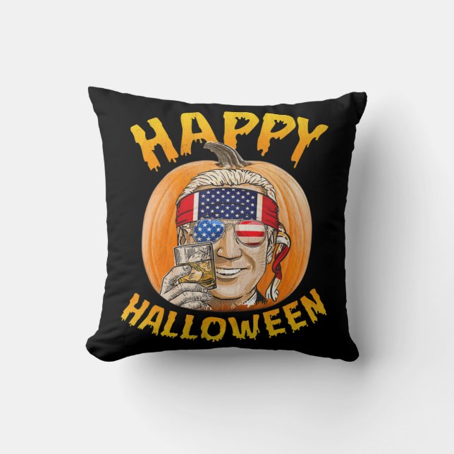 Roligt Joe Biden Pumpkin Happy halloween Konfunder Kudde (Framsida)