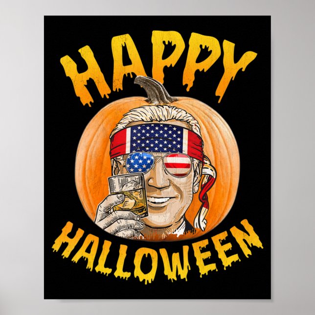 Roligt Joe Biden Pumpkin Happy halloween Konfunder Poster (Framsidan)