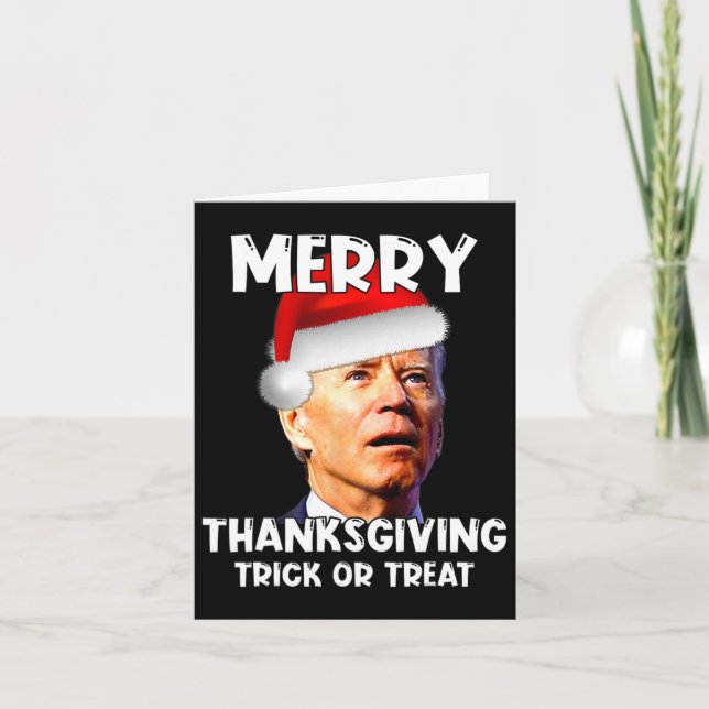 Roligt Joe Biden Santa Hat Merry Thanksgiving Chri Kort (Framsida)