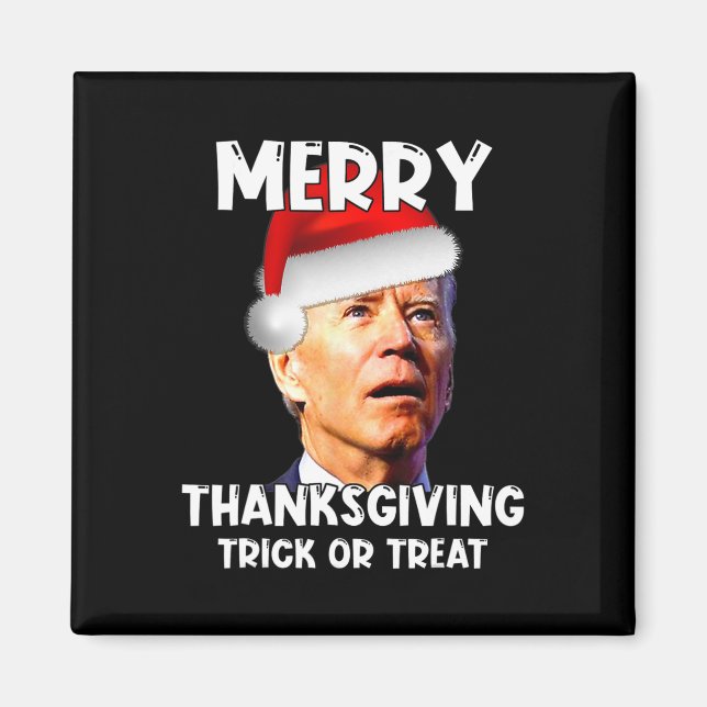 Roligt Joe Biden Santa Hat Merry Thanksgiving Chri Magnet (Framsidan)