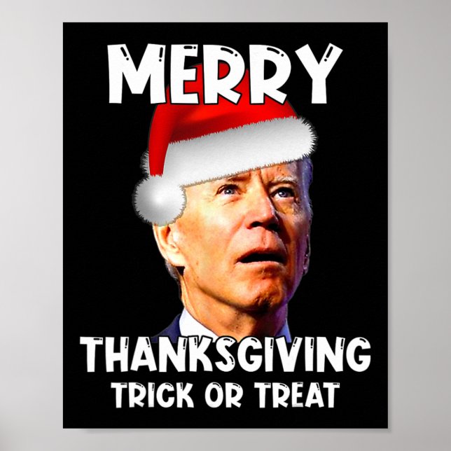 Roligt Joe Biden Santa Hat Merry Thanksgiving Chri Poster (Framsidan)
