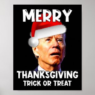 Roligt Joe Biden Santa Hat Merry Thanksgiving Chri Poster