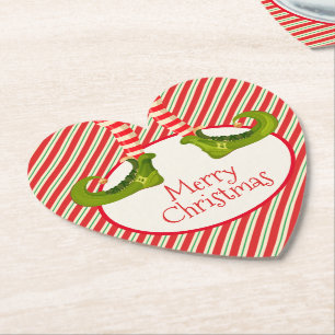 Roligt Jolly jul Elf Ben Helgdag Heart Underlägg Papper