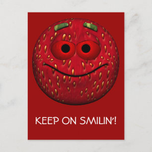 Roligt jordgubbs-emoticon vykort