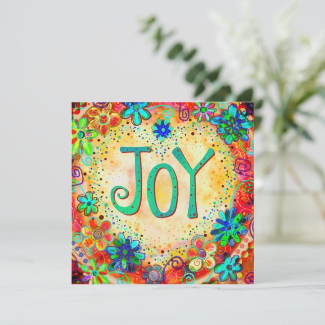 Roligt Joy Cheerful Blommigt Encouragement Söt Tack Kort (Stående Fram)
