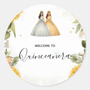 Roligt Joy Lily Twin Dual Joint Dubbla Quinceanera Runt Klistermärke