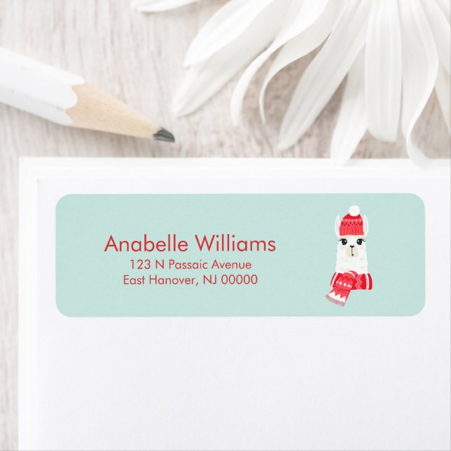 Roligt Jul Alpaca Returadress Etikett (Insitu)