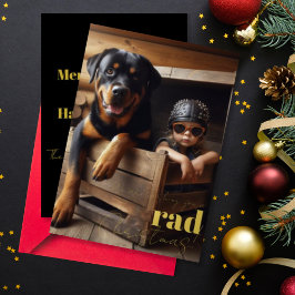 Roligt jul Anpassad hund & Biker tjej Foto