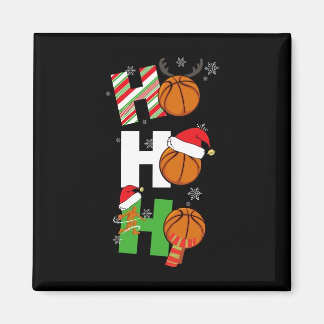 Roligt Jul Basketball Pajamas Player Matching C Magnet (Framsidan)