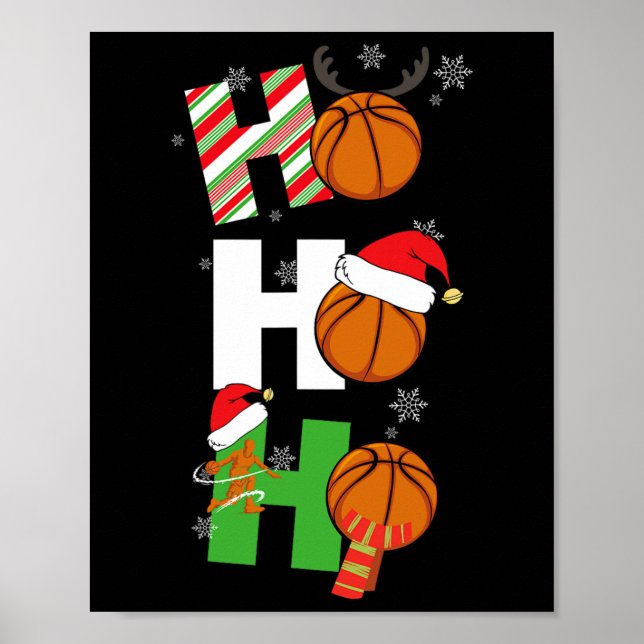 Roligt Jul Basketball Pajamas Player Matching C Poster (Framsidan)
