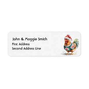 Roligt Jul Chicken Animal Nature Art Returadress Etikett