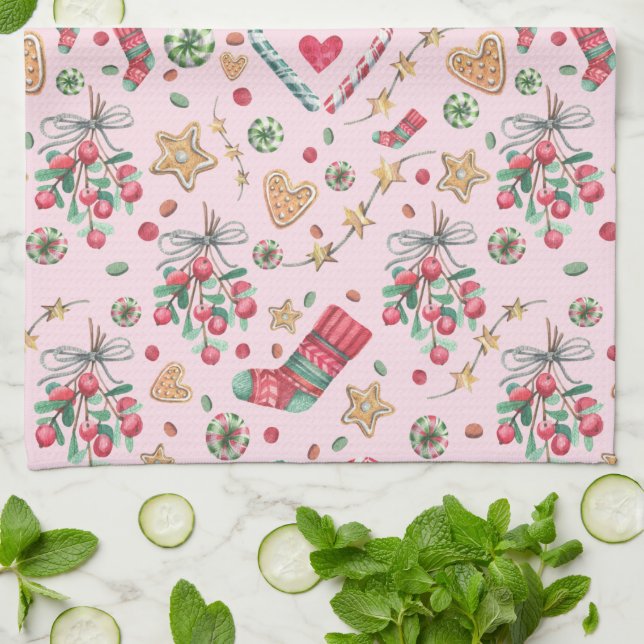 Roligt Jul Cookies and Candies   Kökshandduk (Vikta)