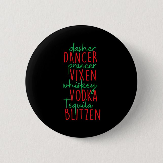 Roligt jul Dasher Dancer Prancer Vixen Whiske Knapp (Framsida)