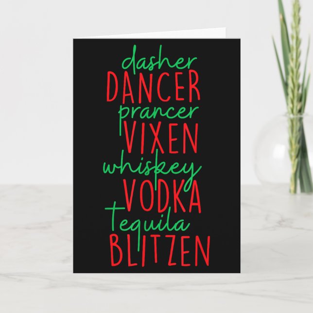 Roligt jul Dasher Dancer Prancer Vixen Whiske Kort (Framsida)