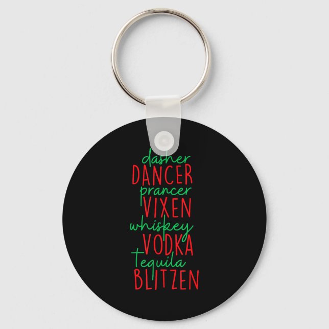 Roligt jul Dasher Dancer Prancer Vixen Whiske Nyckelring (Framsida)