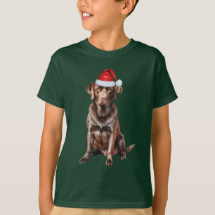Roligt jul för barn som älskar chokladbruna labrad t shirt